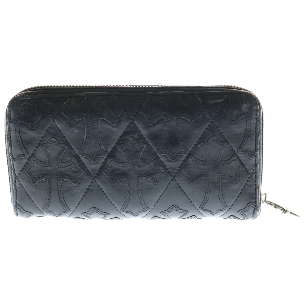 CHROME HEARTS(クロムハーツ) REC F ZIP QUILTED セメタリークロスキルティングレザーロングウォレット 財布 ブラック