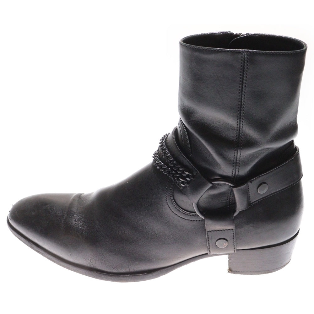 SAINT LAURENT PARIS(サンローランパリ) Wyatt Chain Ankle Heel Boots ワイアットチェーンアンクルヒールブーツ ジップアップハーネスリングヒールブーツ 442271 ブラック
