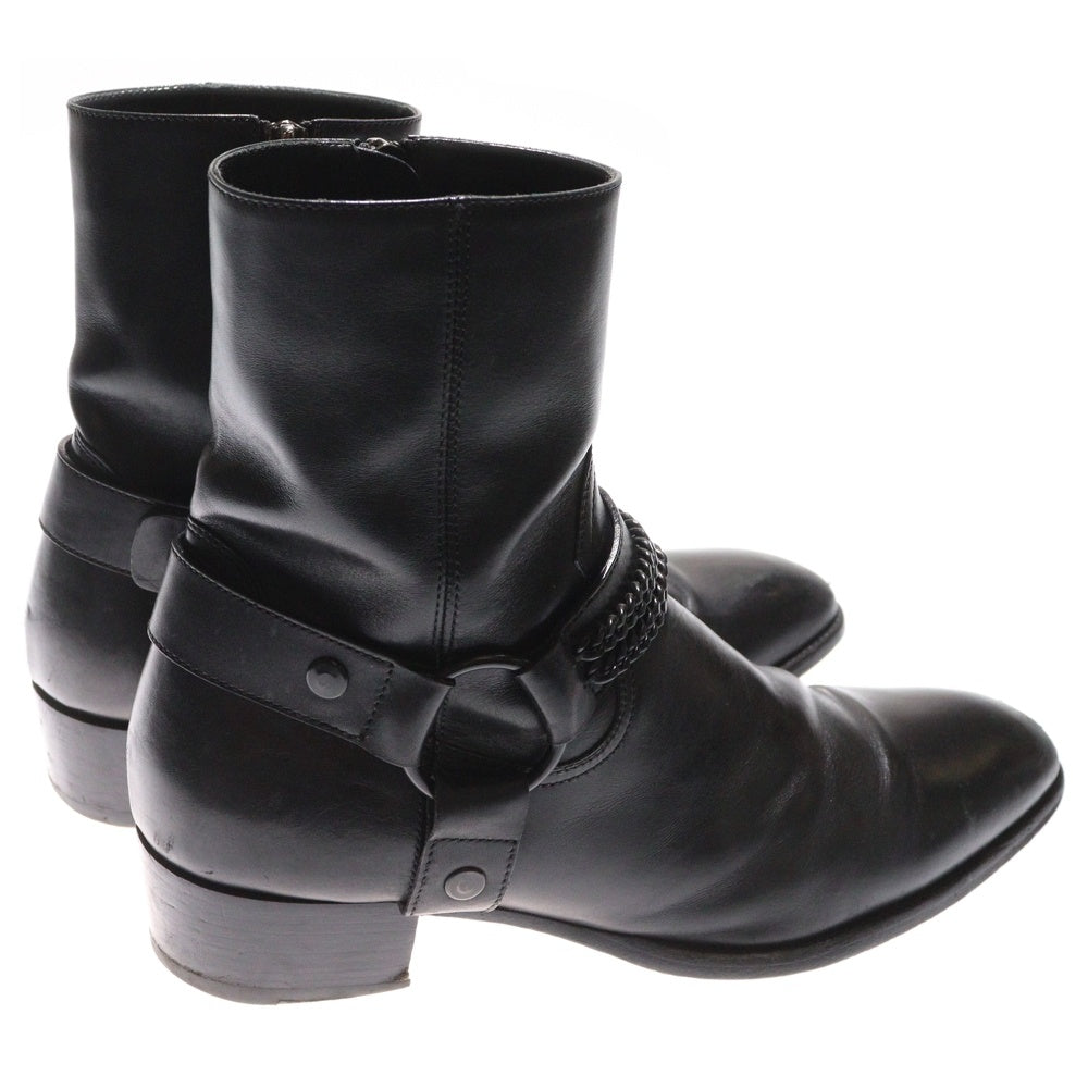 SAINT LAURENT PARIS(サンローランパリ) Wyatt Chain Ankle Heel Boots ワイアットチェーンアンクルヒールブーツ ジップアップハーネスリングヒールブーツ 442271 ブラック