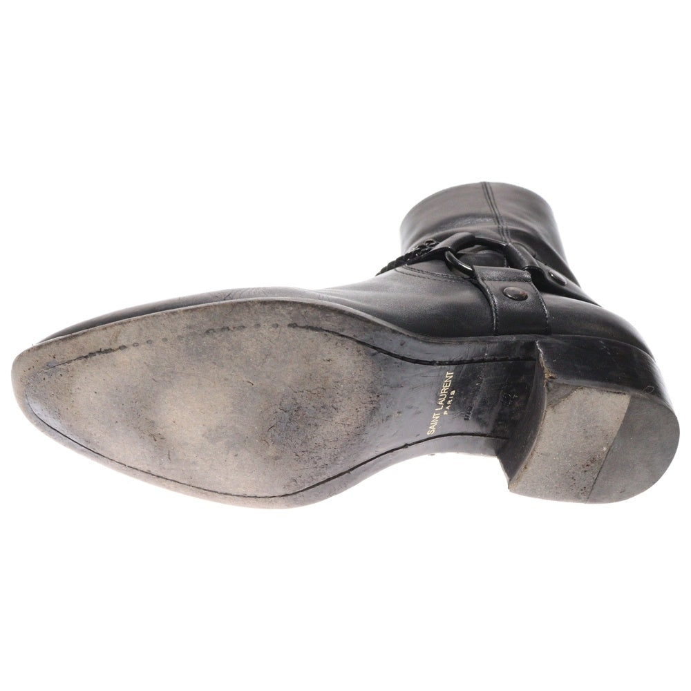 SAINT LAURENT PARIS(サンローランパリ) Wyatt Chain Ankle Heel Boots ワイアットチェーンアンクルヒールブーツ ジップアップハーネスリングヒールブーツ 442271 ブラック