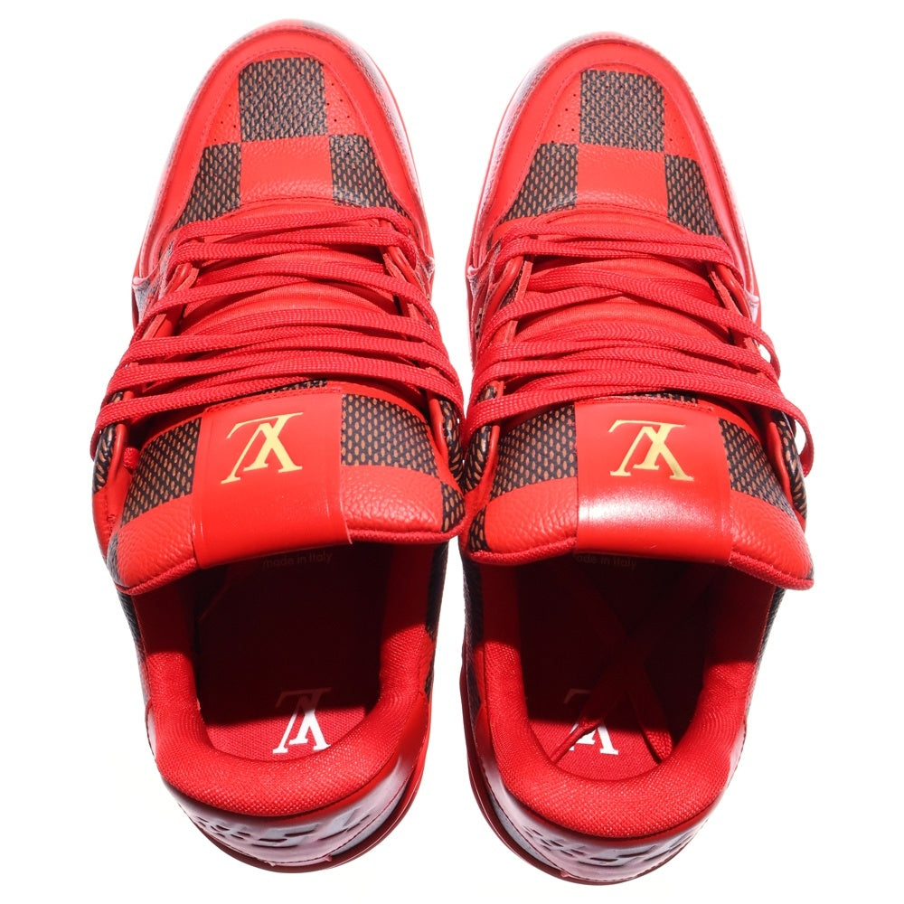 LOUIS VUITTON(ルイヴィトン) LVトレイナー ダミエ スニーカー シューズ ブラック/レッド 8 1/2 FD1203 1ACN44