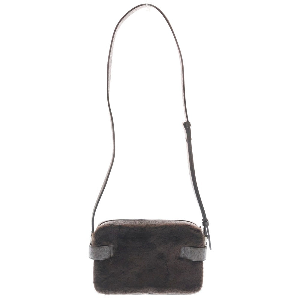 FERRAGAMO(フェラガモ) ガンチーニ ファー レザー コンビ ショルダーバッグ クロスボディバッグ カバン ブラウン