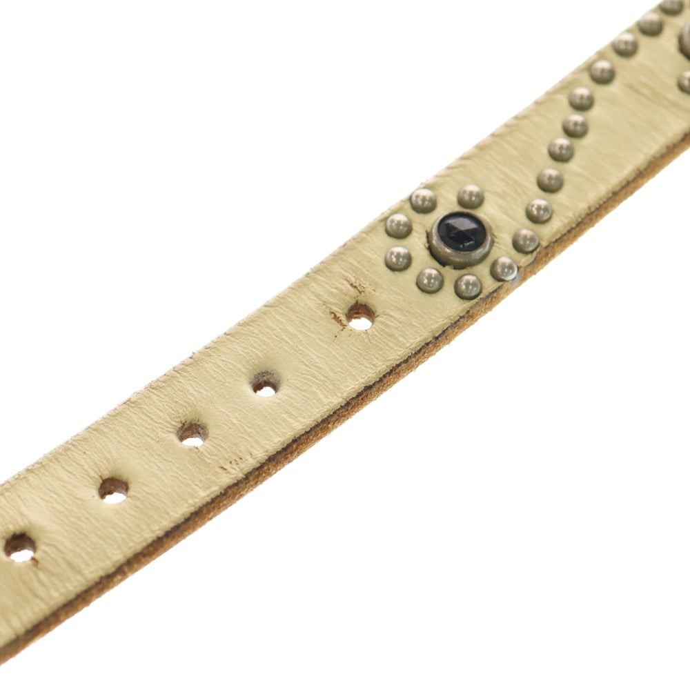 HTC(エイチティーシー) Leather Narrow Studs Belt レザーナロースタッズベルト スタッズ装飾ベルト ホワイト