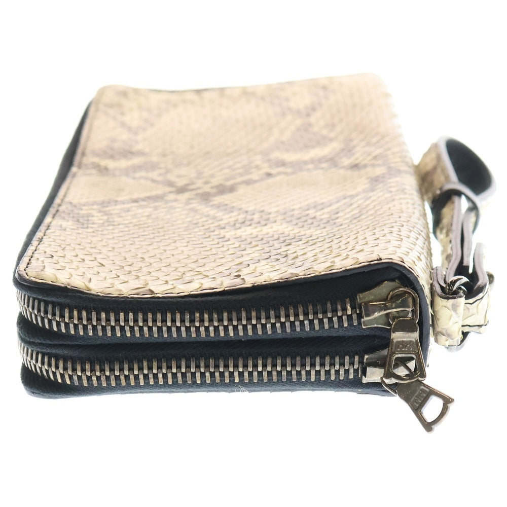 KATSUYUKI KODAMA(カツユキコダマ) ZEITGEIST MULTI CASE M W ZIP CLUTCH WALLET マルチケースM ダブルジップクラッチウォレット パイソンレザークラッチバッグ KK-069-W-P ベージュ