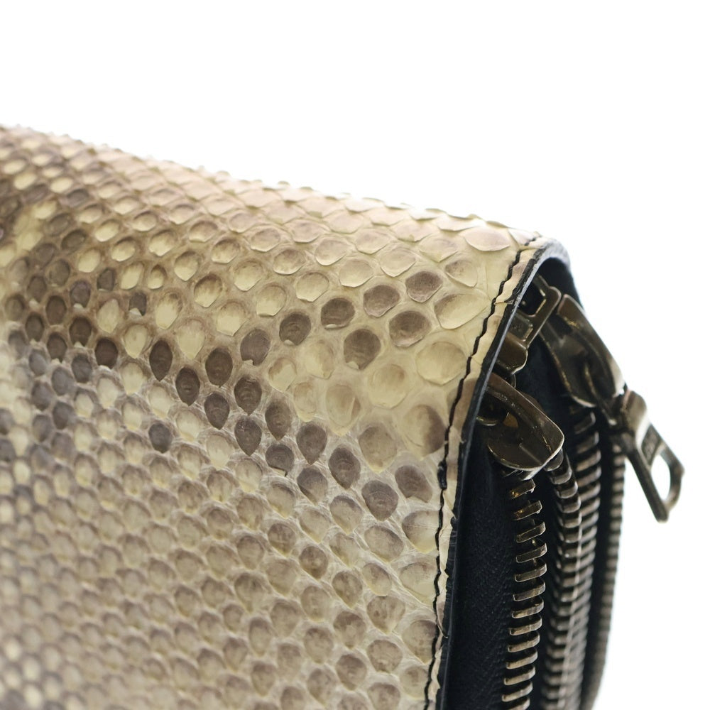 KATSUYUKI KODAMA(カツユキコダマ) ZEITGEIST MULTI CASE M W ZIP CLUTCH WALLET マルチケースM ダブルジップクラッチウォレット パイソンレザークラッチバッグ KK-069-W-P ベージュ