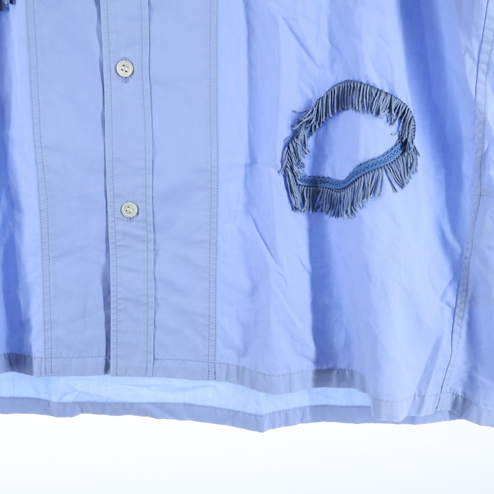 TOGA VIRILIS(トーガ ビリリース) Circle Fringe Short Sleeve Shirts サークルフリンジショートスリーブシャツ モチーフ刺繍ボタンダウン半袖シャツ TV11-FJ305 ブルー