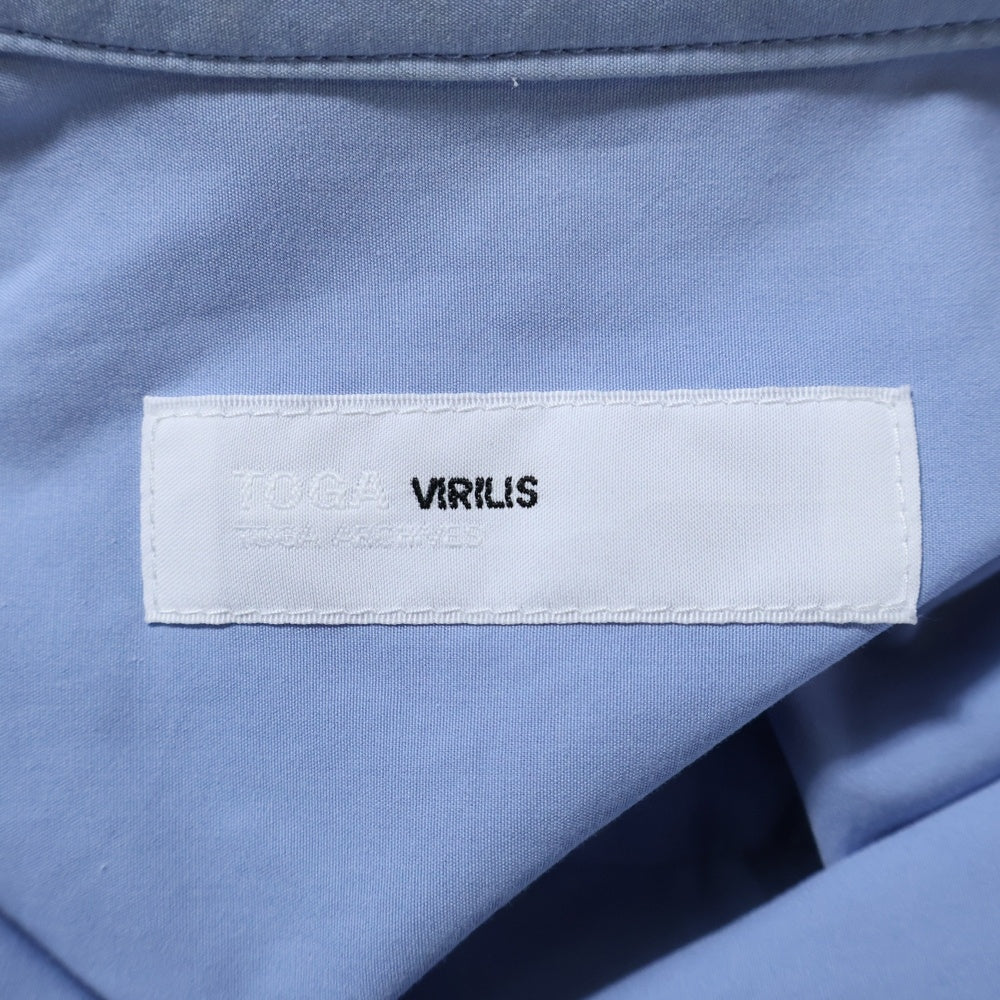 TOGA VIRILIS(トーガ ビリリース) Circle Fringe Short Sleeve Shirts サークルフリンジショートスリーブシャツ モチーフ刺繍ボタンダウン半袖シャツ TV11-FJ305 ブルー