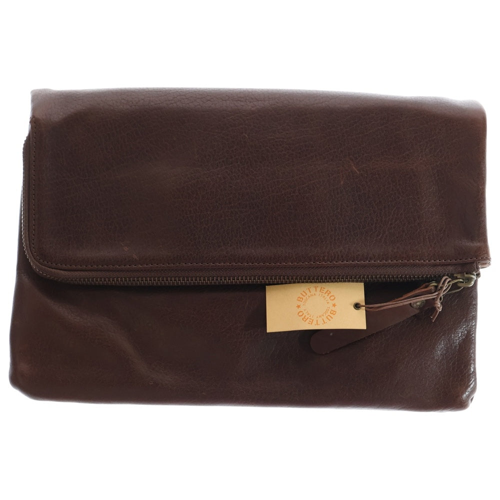 BUTTERO(ブッテロ) Leather Clutch Bag レザークラッチバッグ セカンドバッグ ブラウン