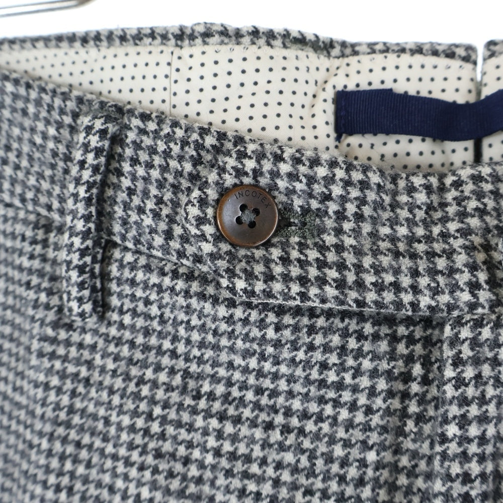 INCOTEX(インコテックス) Slim Fit Slacks スリムフィットスラックス 千鳥格子ウールスラックスパンツ グレー