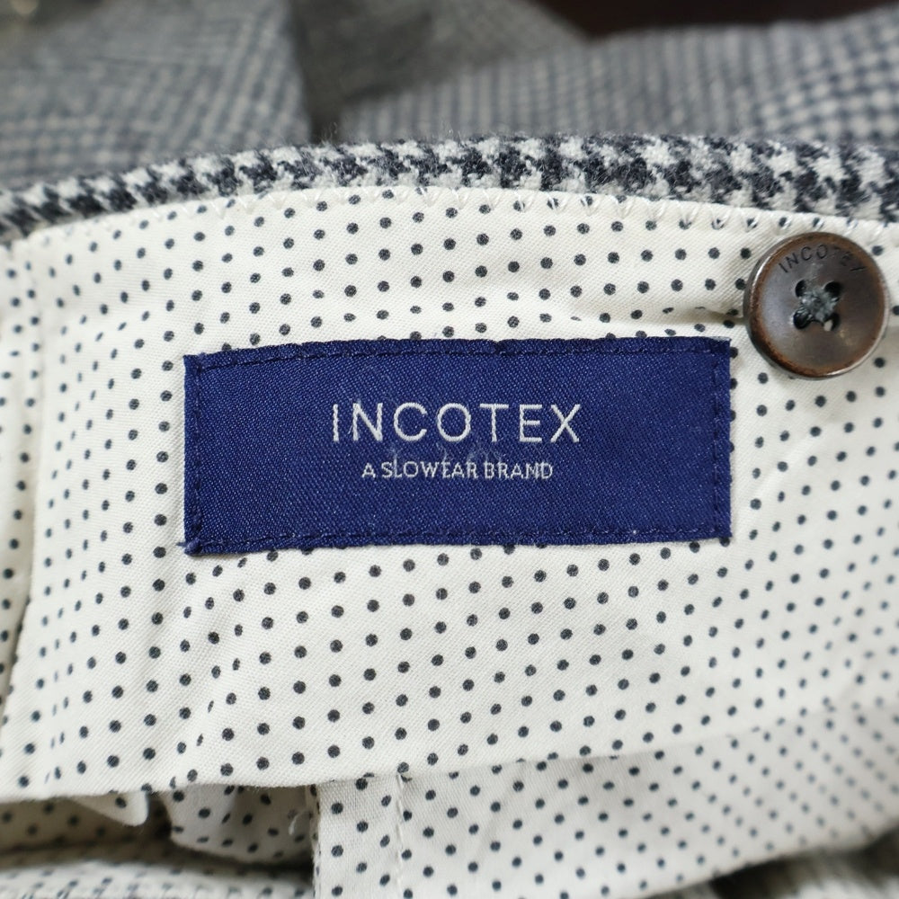 INCOTEX(インコテックス) Slim Fit Slacks スリムフィットスラックス 千鳥格子ウールスラックスパンツ グレー