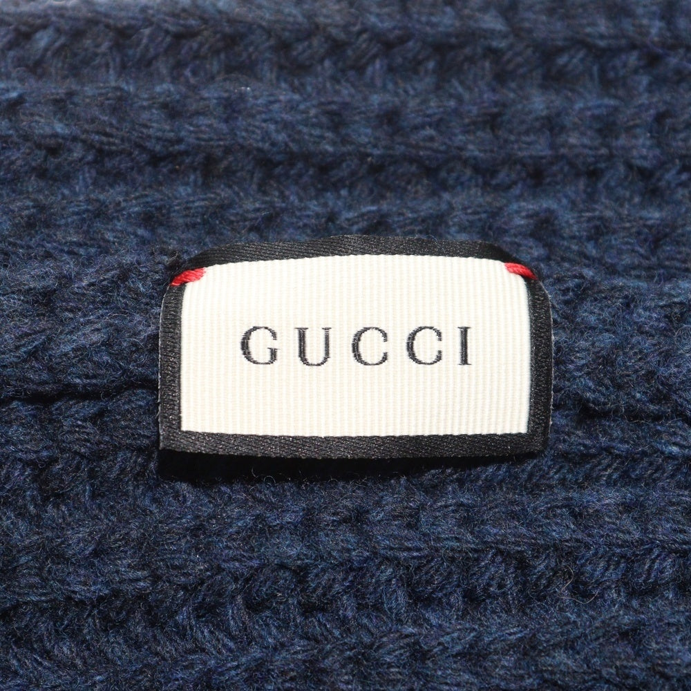 GUCCI(グッチ) Insect Embroidery Beanie インセクトエンブロイダリービーニー レディースモチーフ刺繍ニットキャップ 帽子 ネイビー