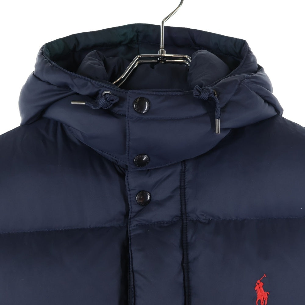POLO RALPH LAUREN(ポロラルフローレン) フロントロゴ刺繍 フェザーダウンベスト ジップアップ ナイロンジャケット ネイビー