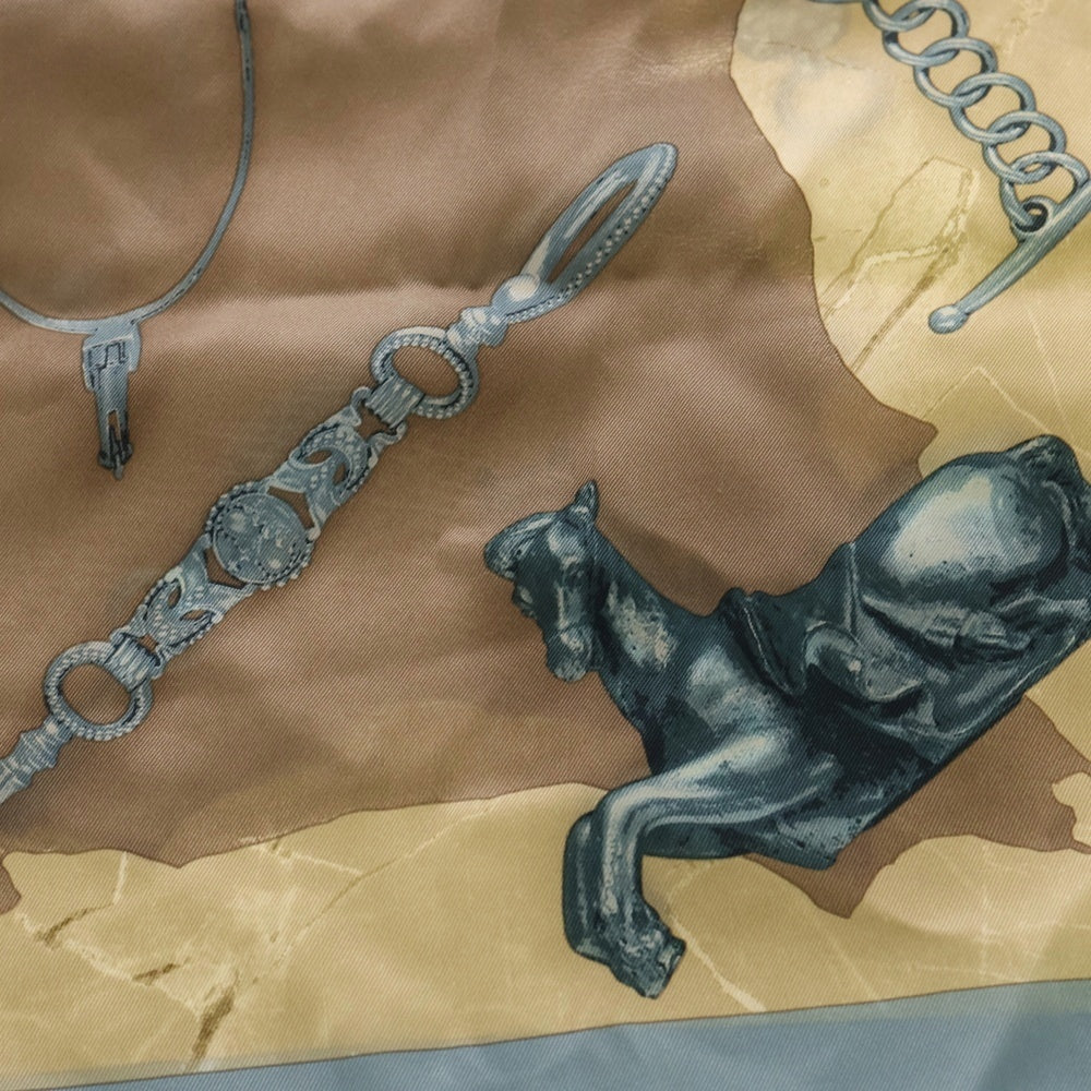 HERMES(エルメス) カレ70 Parures Equestres パユーユスイクエスト シルクスカーフ ブルー/ベージュ