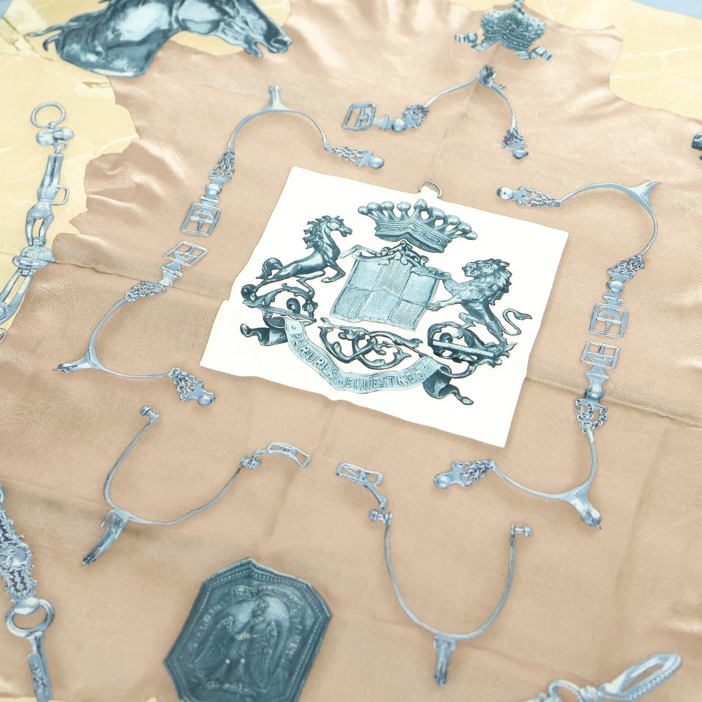 HERMES(エルメス) カレ70 Parures Equestres パユーユスイクエスト シルクスカーフ ブルー/ベージュ