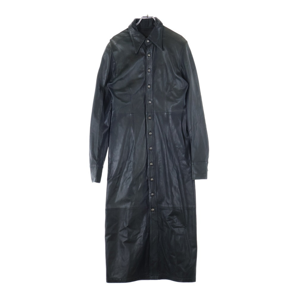 CHROME HEARTS(クロムハーツ) クロスボールボタン レザーロングコート アウター ブラック