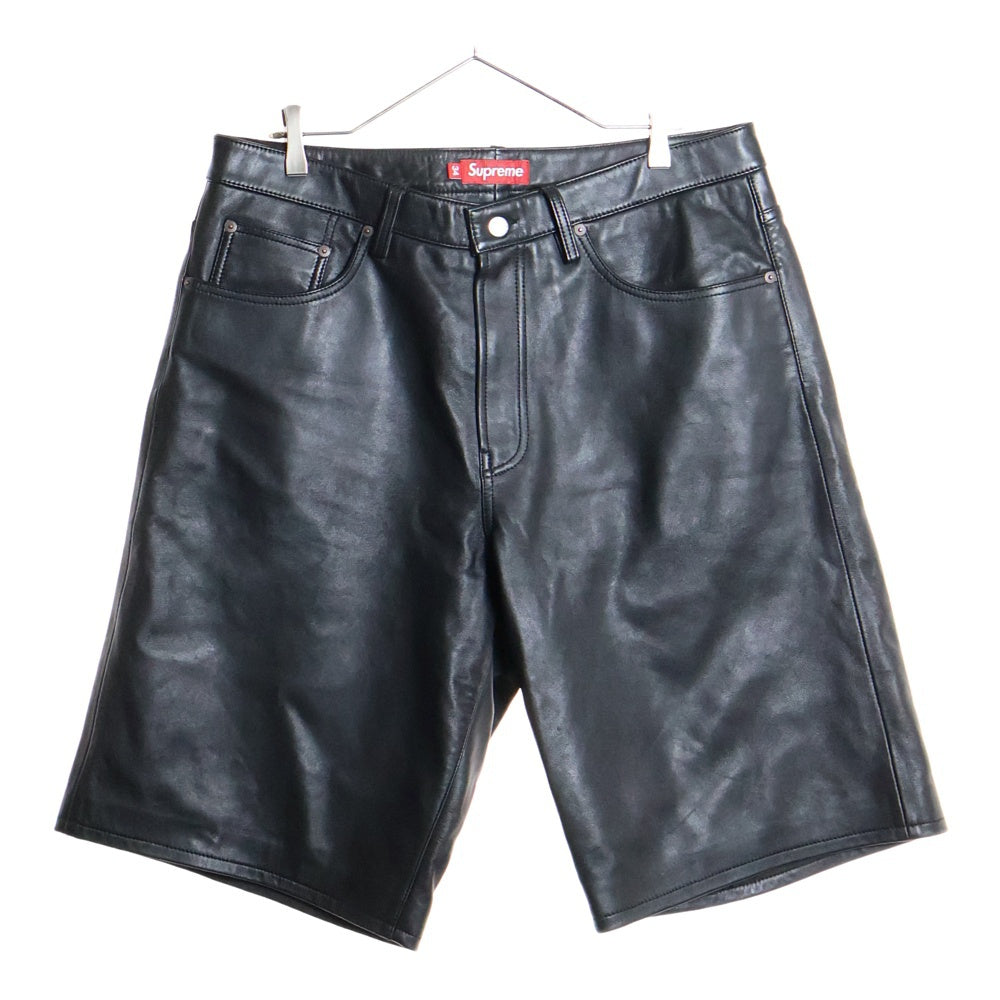 SUPREME(シュプリーム) 24SS Baggy Leather Short バギーレザーショーツ ブラック