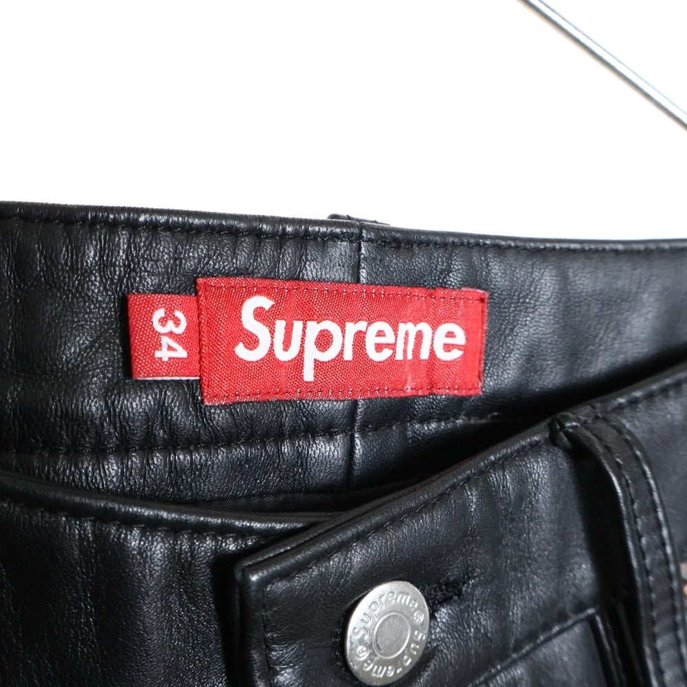 SUPREME(シュプリーム) 24SS Baggy Leather Short バギーレザーショーツ ブラック