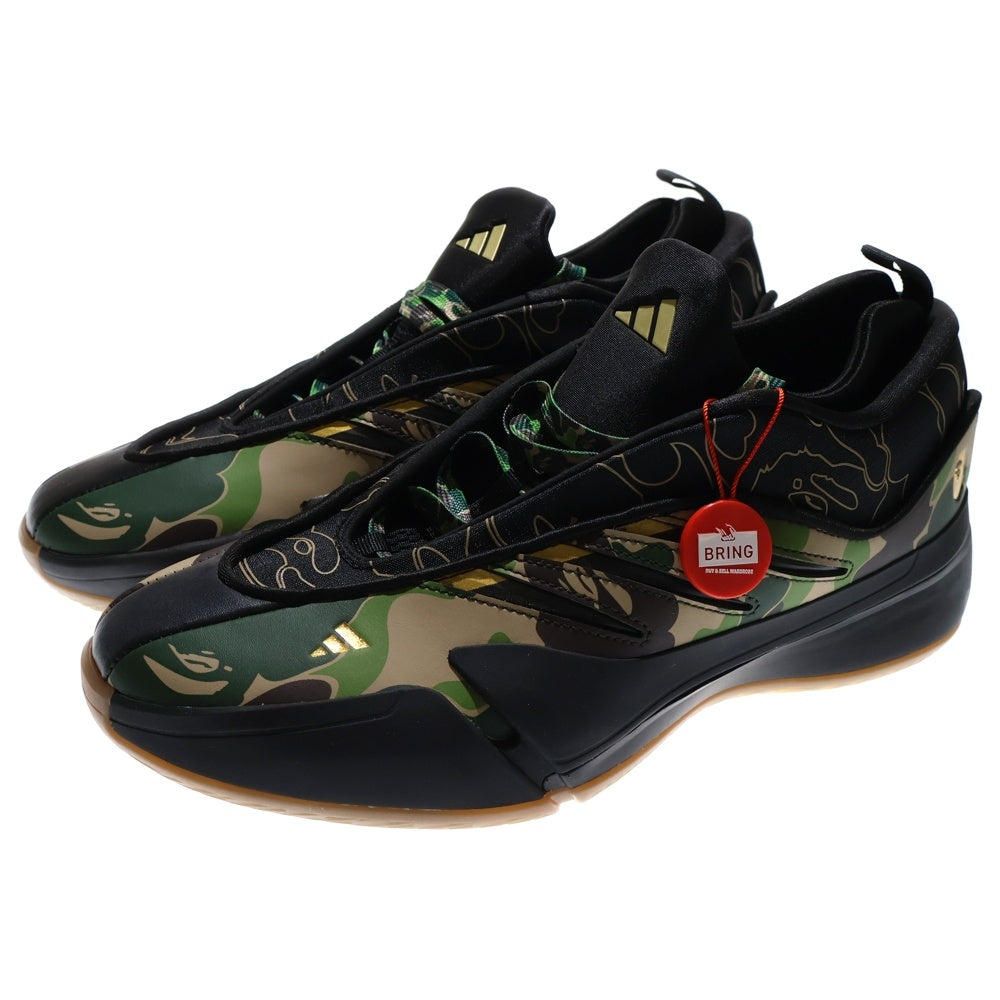 adidas(アディダス) ×A Bathing Ape Dame 9 Core Black ×アベイシングエイプ デイム9 コアブラック カモ総柄レースアップローカットスニーカー US10.5/28.5cm JH6358