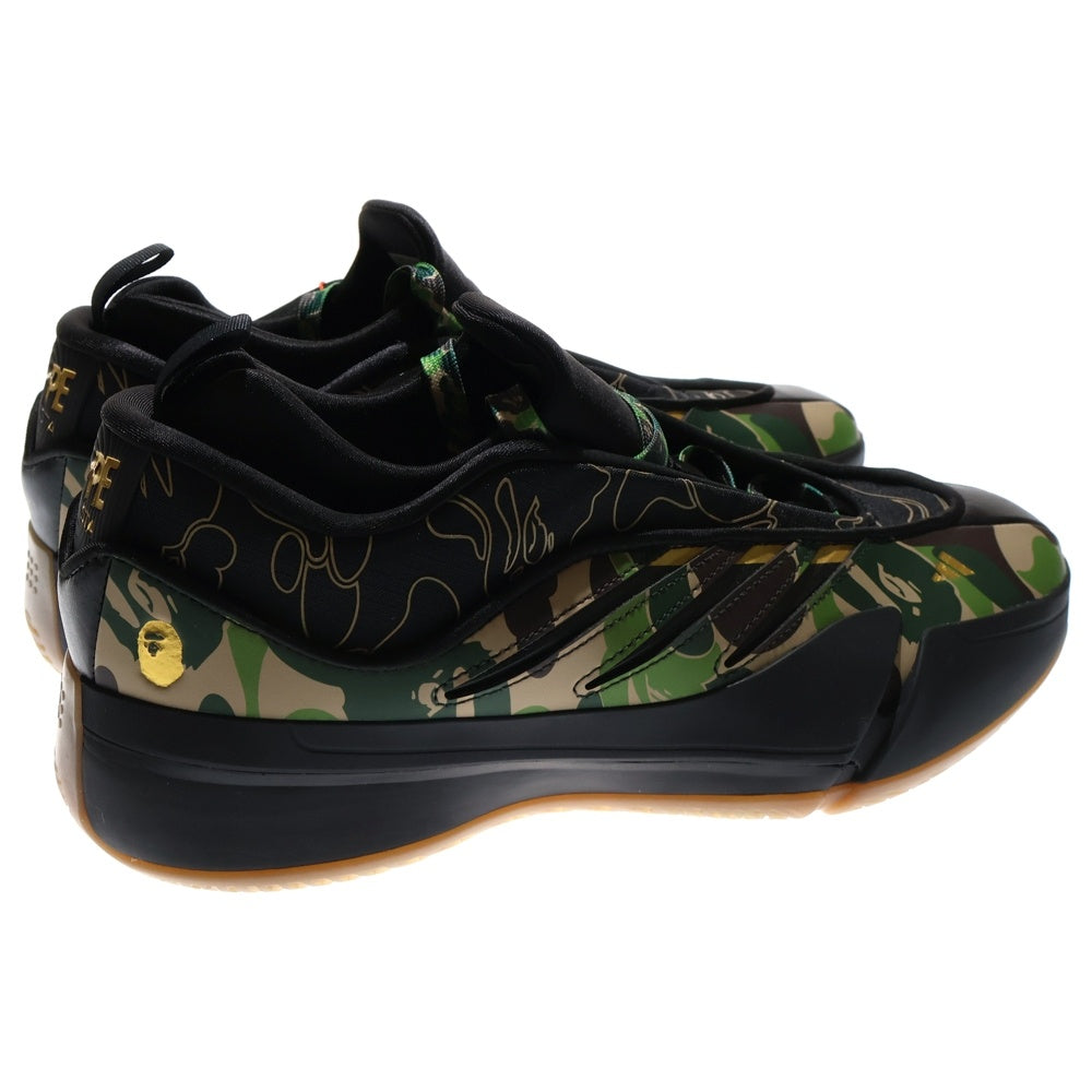 adidas(アディダス) ×A Bathing Ape Dame 9 Core Black ×アベイシングエイプ デイム9 コアブラック カモ総柄レースアップローカットスニーカー US10.5/28.5cm JH6358