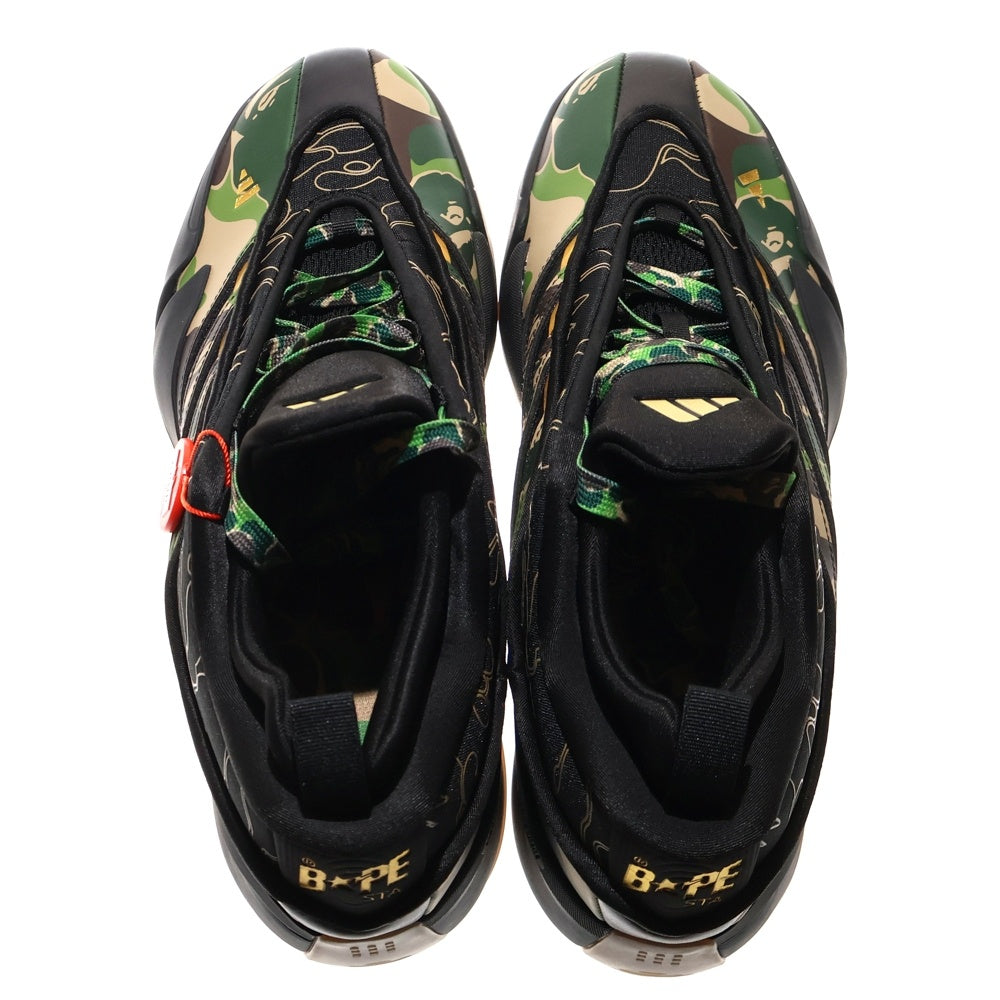 adidas(アディダス) ×A Bathing Ape Dame 9 Core Black ×アベイシングエイプ デイム9 コアブラック カモ総柄レースアップローカットスニーカー US10.5/28.5cm JH6358
