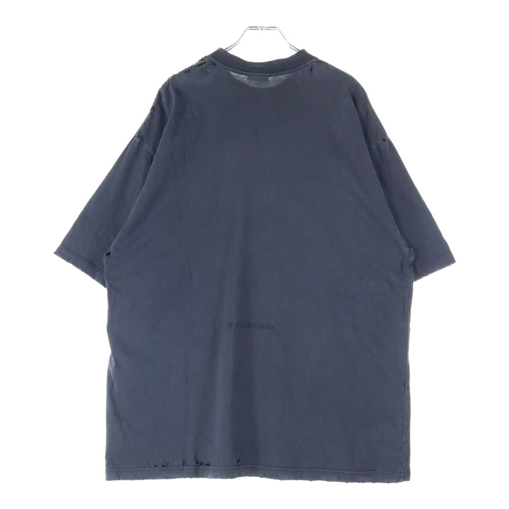 BALENCIAGA(バレンシアガ) 24AW PARIS LIBERTY ヴィンテージ加工自由の女神プリント半袖Tシャツ ブラック 764235 TQVR9