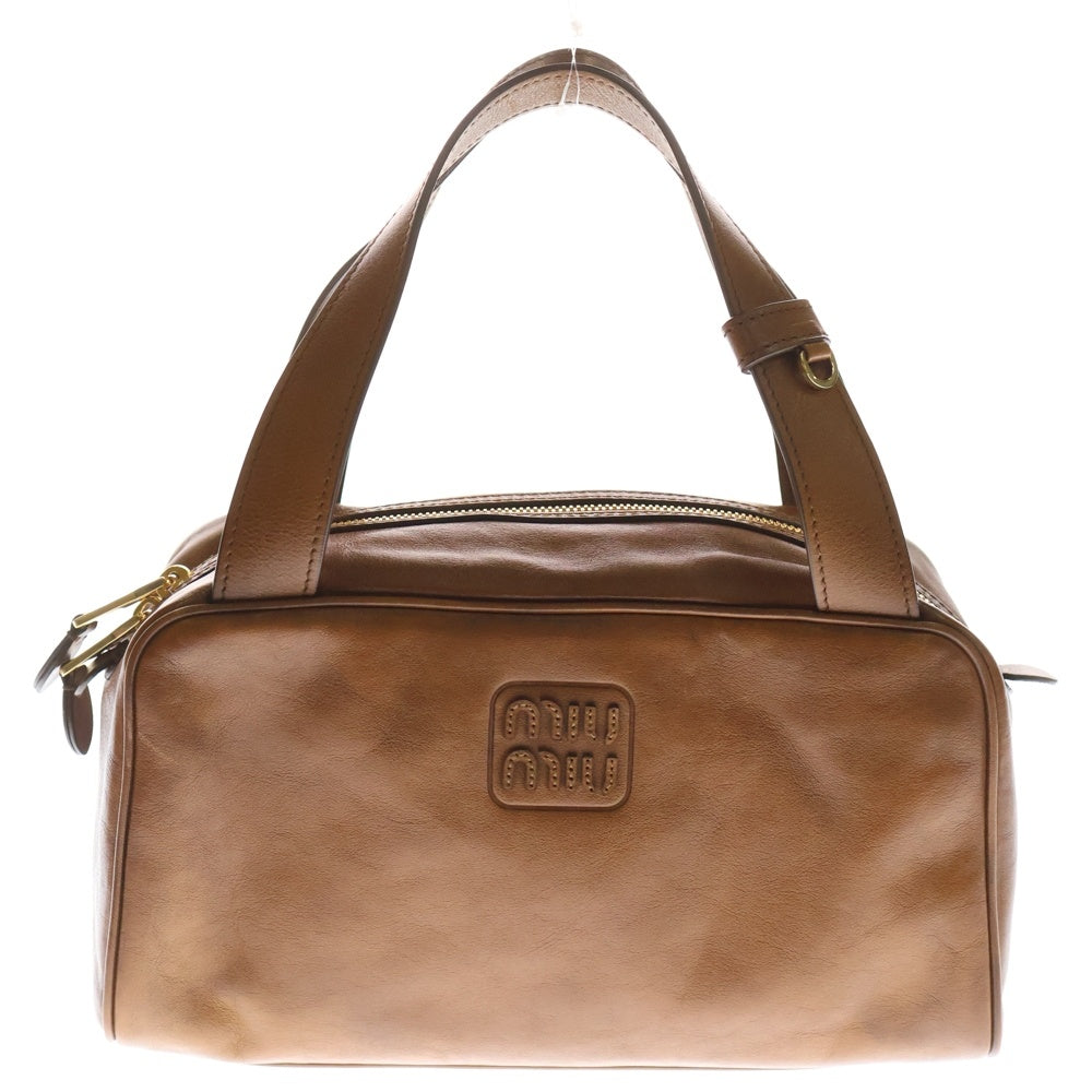 miumiu(ミュウミュウ) Leather Top Handle Bag レザートップハンドルバッグ ミニボストンレザーバッグ 5BB182_2IER_F0046_V_MOO ブラウン レディース