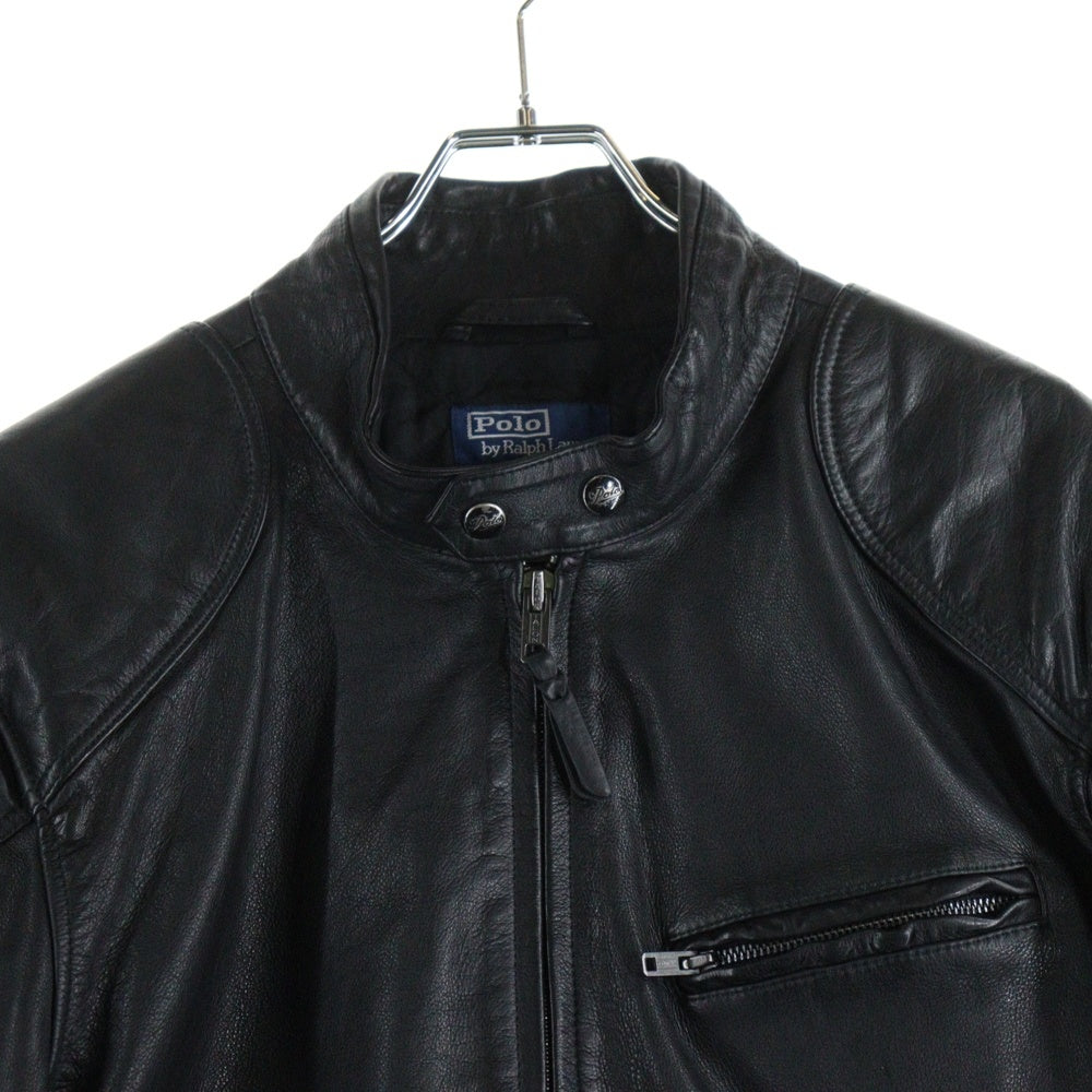POLO RALPH LAUREN(ポロラルフローレン) 25AW レザー カフェ レーサー ジャケット バイカージャケット ブラック