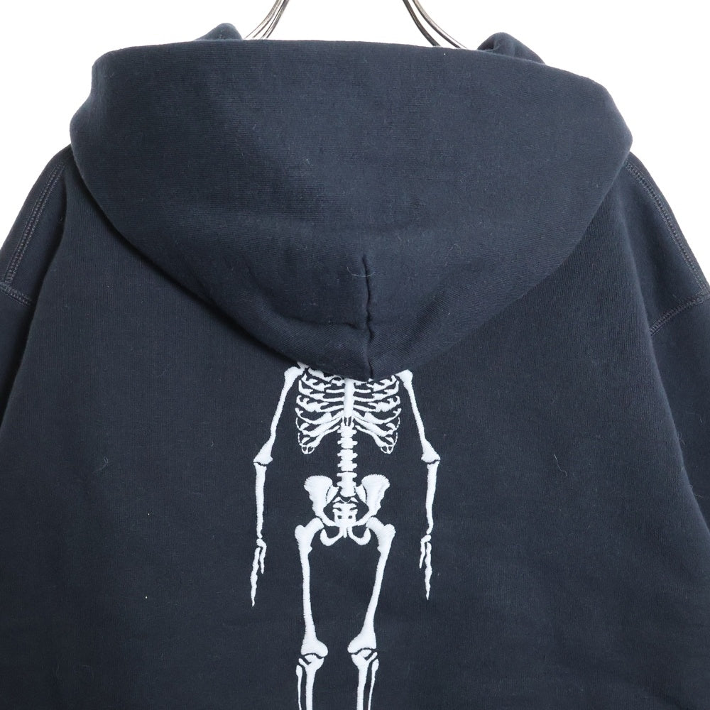 lucien pellat-finet(ルシアンペラフィネ) スカル刺繍 パーカー ジップアップ フーディー ブラック