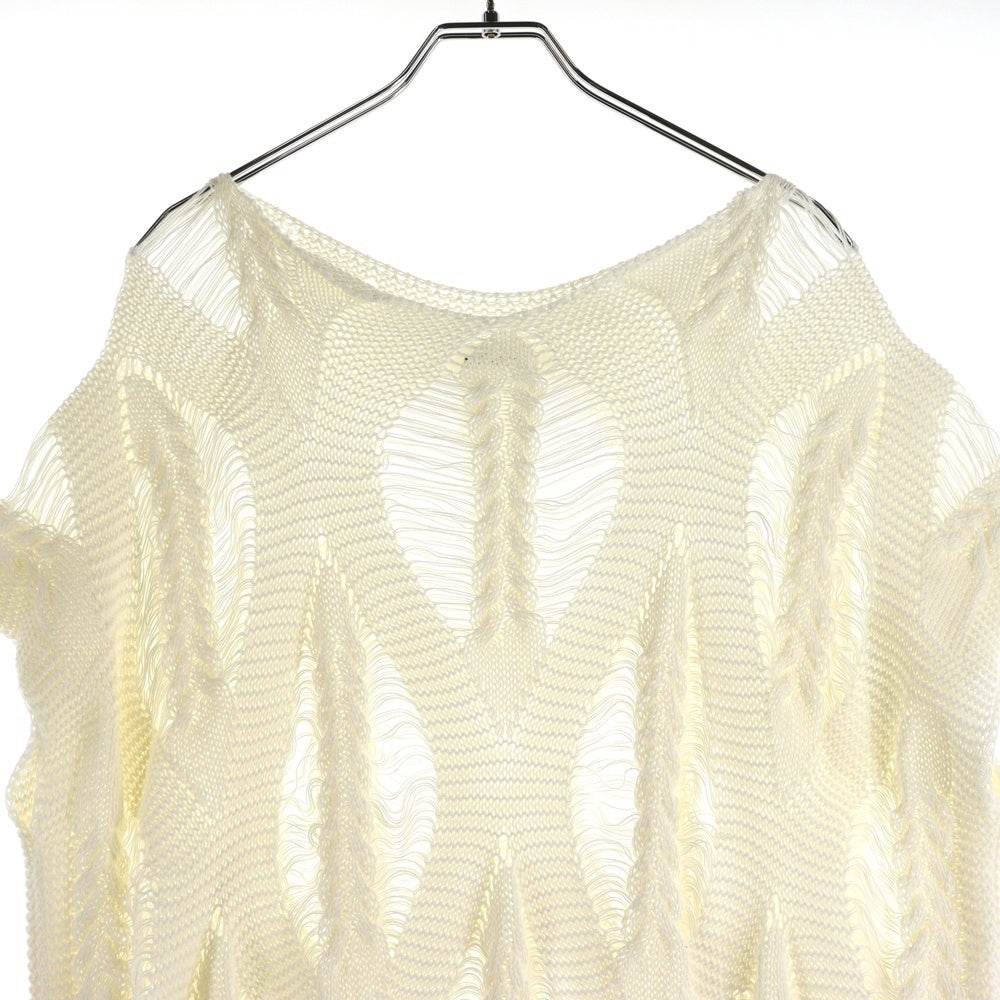 sulvam(サルバム) Yarn no sleeve Knit ヤーンノースリーブニット ダメージ加工ノースリーブニットセーター SP-K06-850 ホワイト