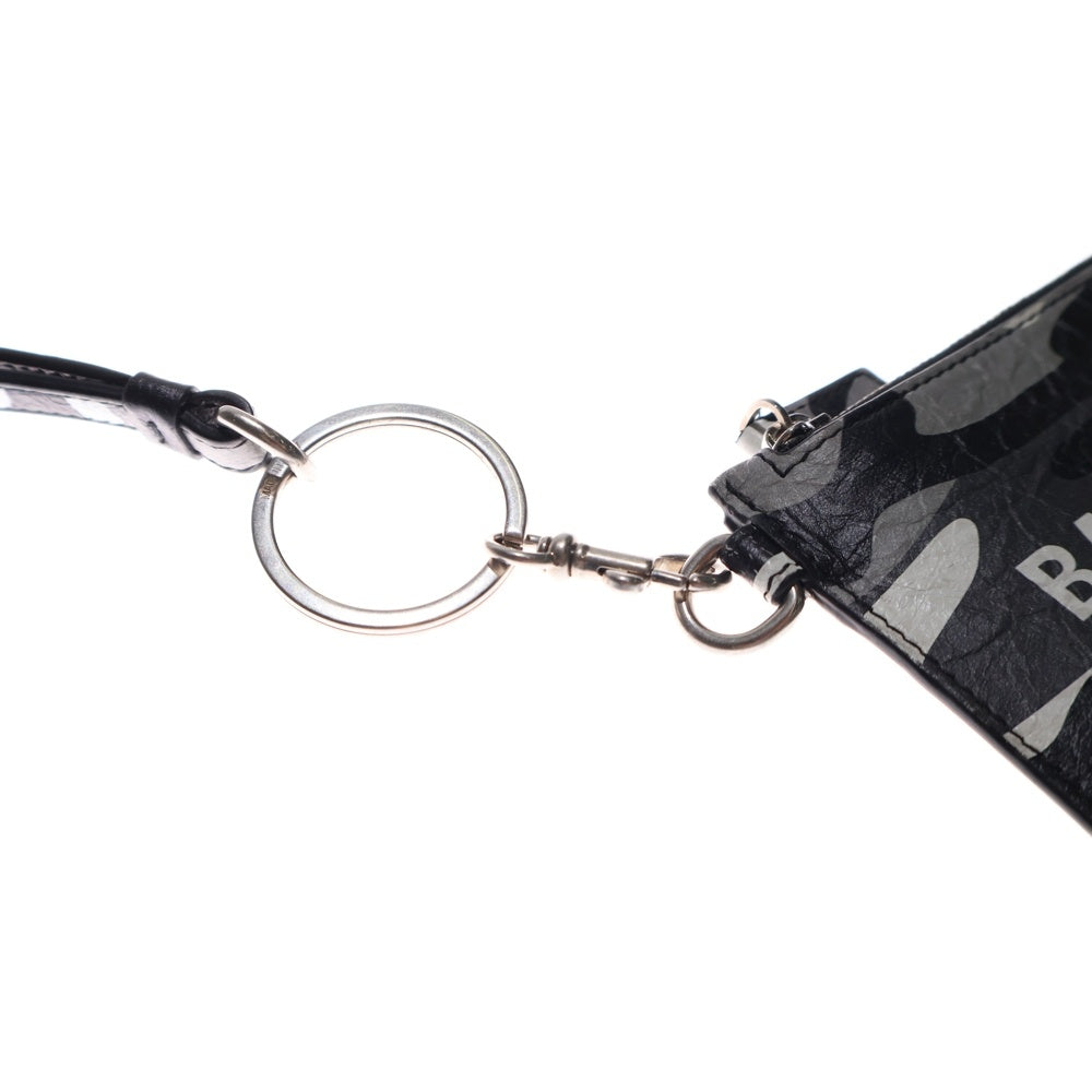 BALENCIAGA(バレンシアガ) ロゴデザイン カモ 迷彩柄 カードケース ネックストラップ付き 594548 グレー