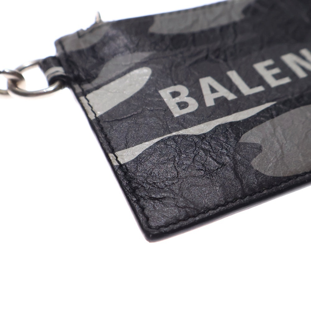 BALENCIAGA(バレンシアガ) ロゴデザイン カモ 迷彩柄 カードケース ネックストラップ付き 594548 グレー