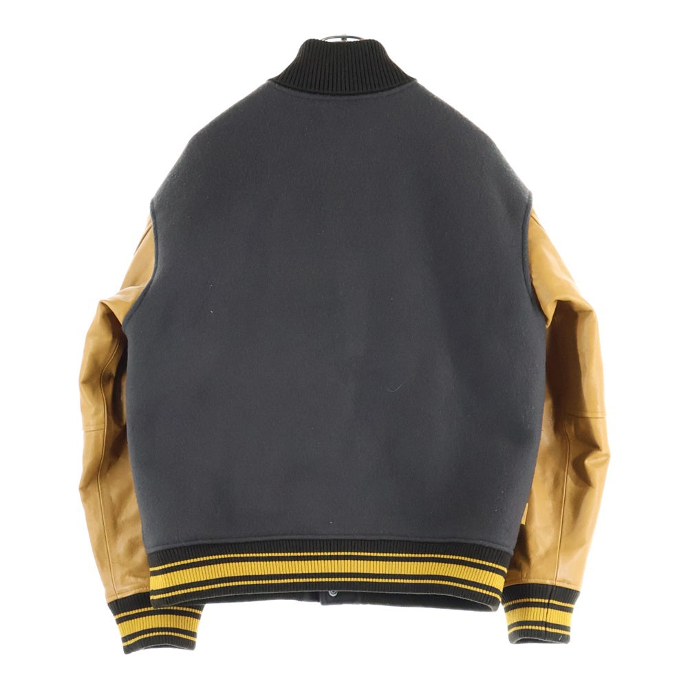 Timberland(ティンバーランド) レザー ウール ロゴワッペンバーシティージャケット スタジャン ブラウン