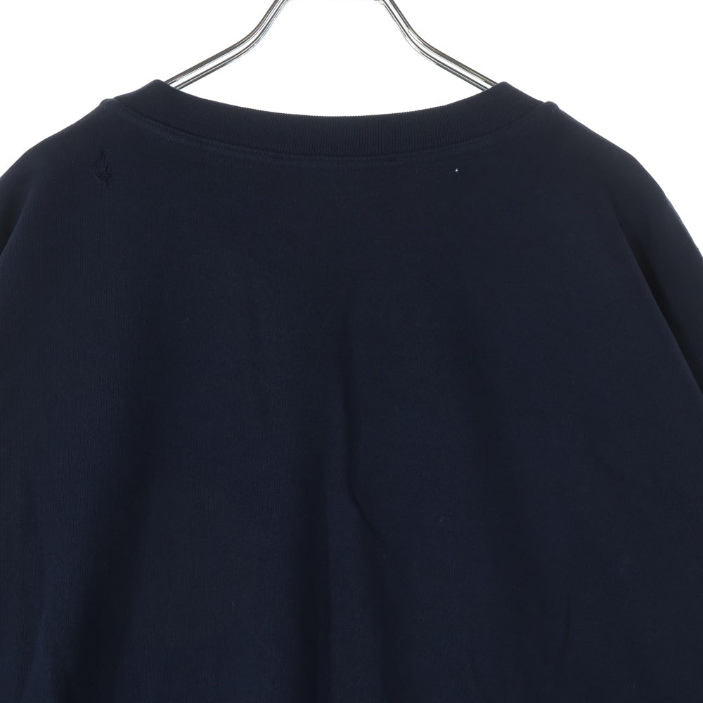 RAF SIMONS(ラフシモンズ) 22SS Destroyed Crewneck Sweatshirts デストロイドクルーネックスウェットシャツ ダメージ加工ロゴプリントスウェットシャツ 221-M167 ネイビー