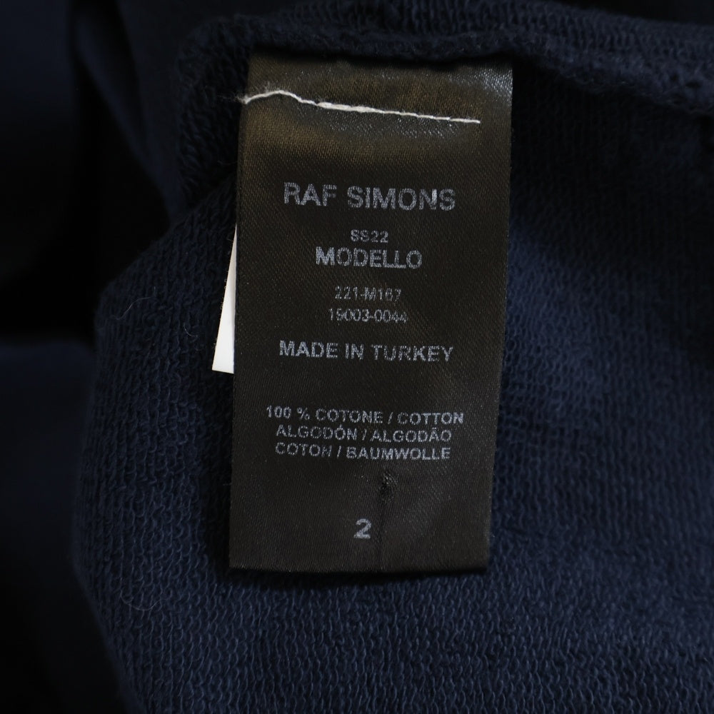 RAF SIMONS(ラフシモンズ) 22SS Destroyed Crewneck Sweatshirts デストロイドクルーネックスウェットシャツ ダメージ加工ロゴプリントスウェットシャツ 221-M167 ネイビー
