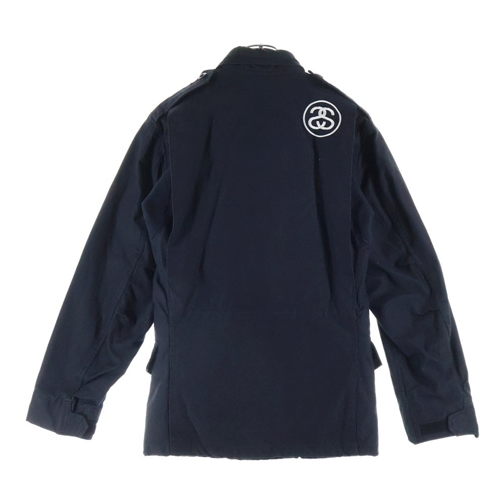STUSSY(ステューシー) ×Alpha Industries Inc. M-65 Field Jacket アルファインダストリーズ M-65 フィールドジャケット ロゴ刺繍ジップアップミリタリージャケット ブラック