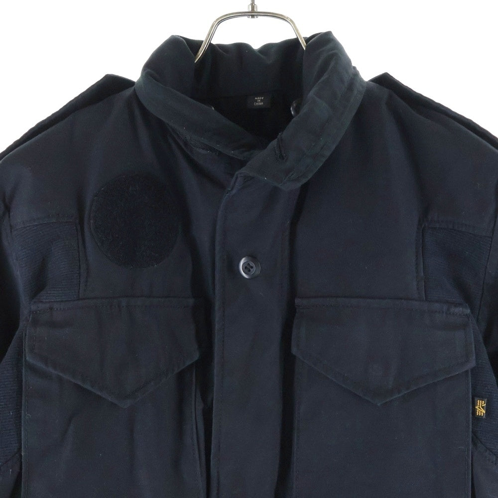 STUSSY(ステューシー) ×Alpha Industries Inc. M-65 Field Jacket アルファインダストリーズ M-65 フィールドジャケット ロゴ刺繍ジップアップミリタリージャケット ブラック