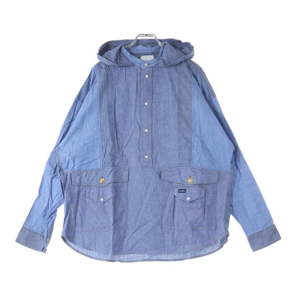 CHANGES(チェンジズ) Remake Anorak Shirt Parka リメイクアノラックシャツパーカー ハーフボタンフーデット長袖シャツ ブルー