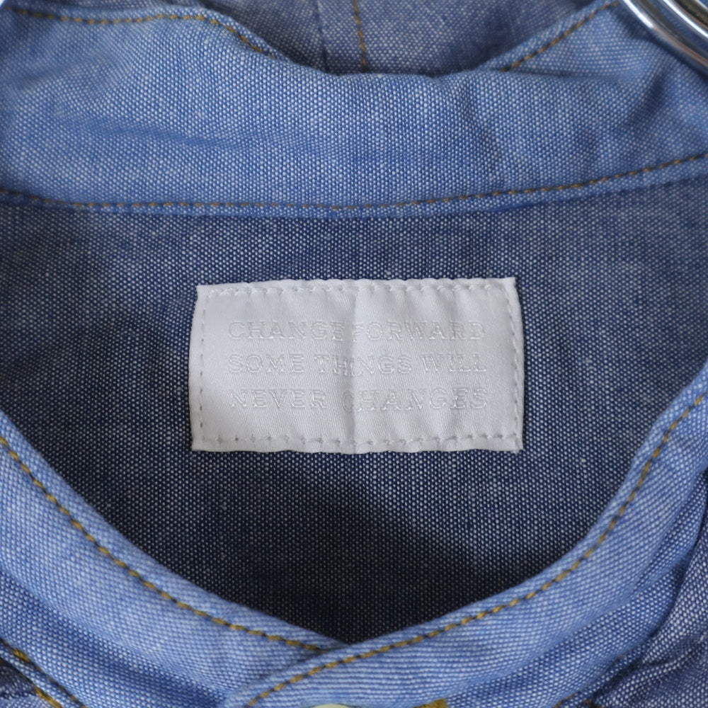 CHANGES(チェンジズ) Remake Anorak Shirt Parka リメイクアノラックシャツパーカー ハーフボタンフーデット長袖シャツ ブルー