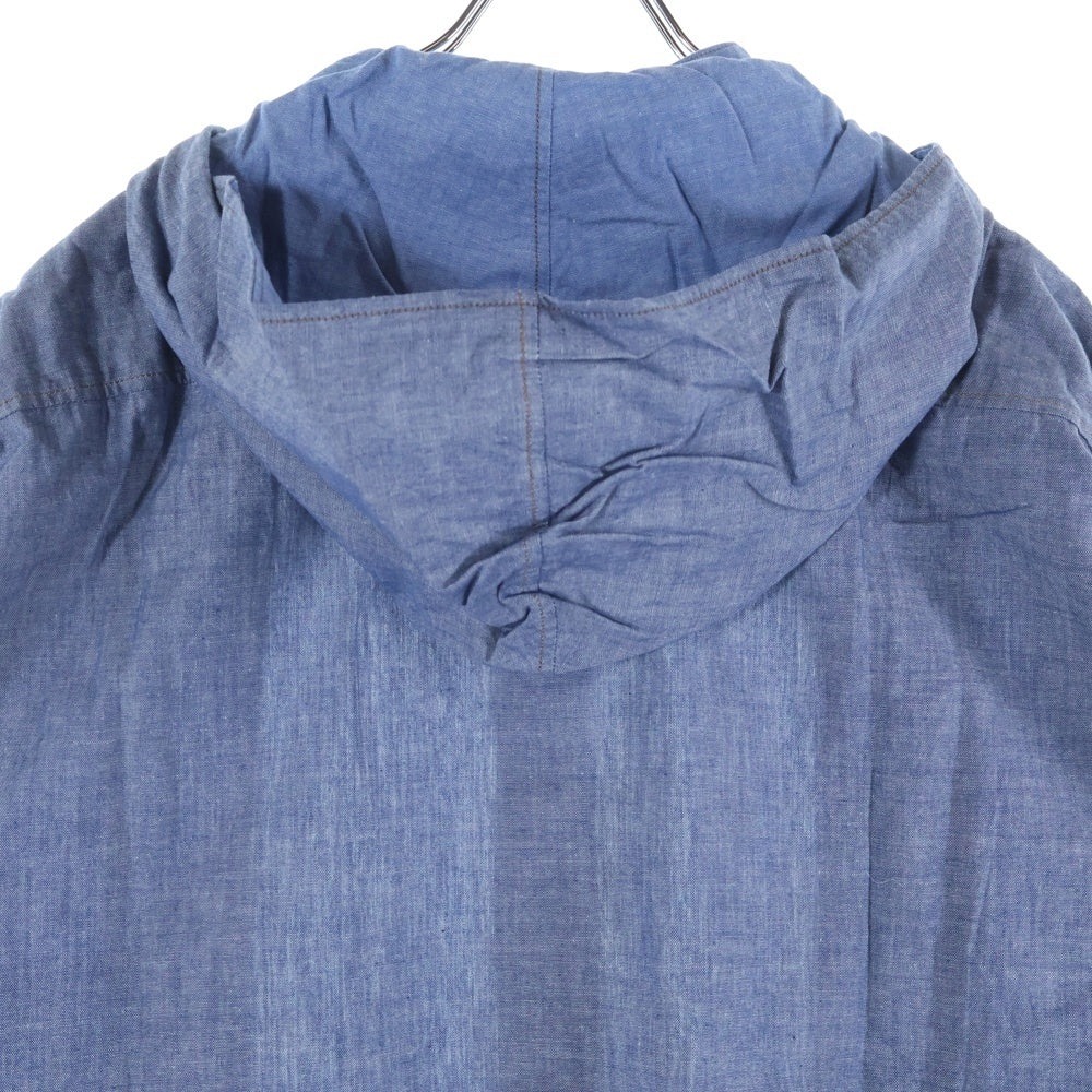 CHANGES(チェンジズ) Remake Anorak Shirt Parka リメイクアノラックシャツパーカー ハーフボタンフーデット長袖シャツ ブルー
