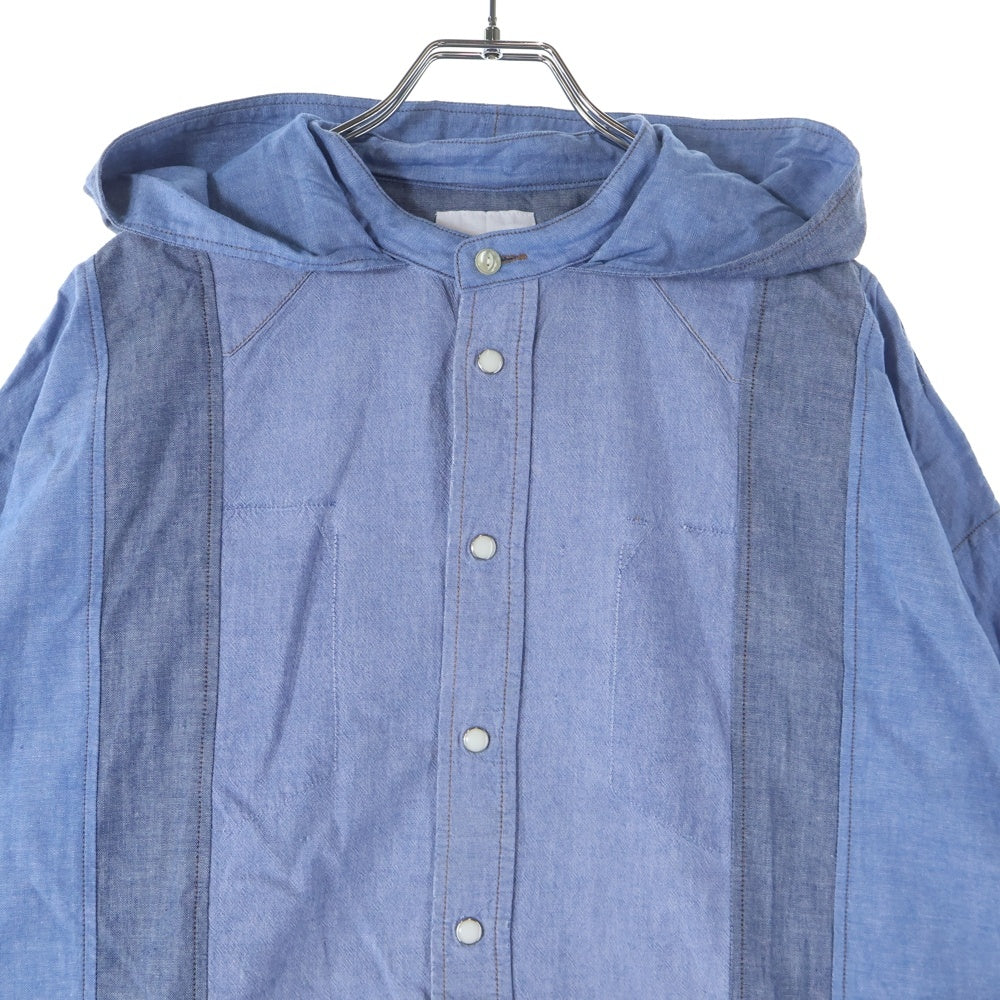 CHANGES(チェンジズ) Remake Anorak Shirt Parka リメイクアノラックシャツパーカー ハーフボタンフーデット長袖シャツ ブルー