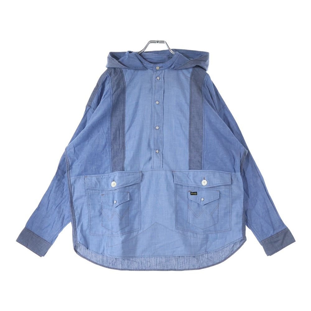 CHANGES(チェンジズ) Remake Anorak Shirt Parka リメイクアノラックシャツパーカー ハーフボタンフーデット長袖シャツ ブルー