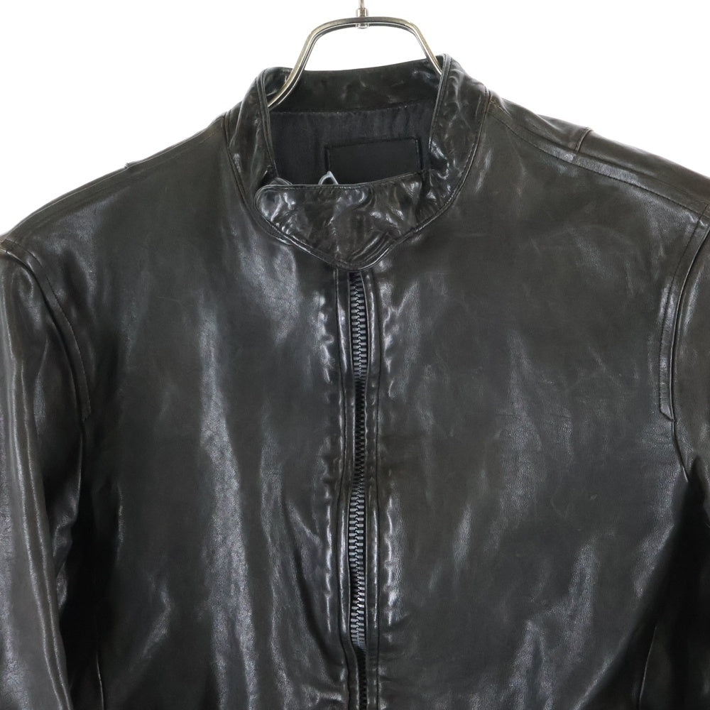 ISAMU KATAYAMA BACKLASH(イサムカタヤマバックラッシュ) ホースレザー ジップアップシングルレザージャケット ブラック