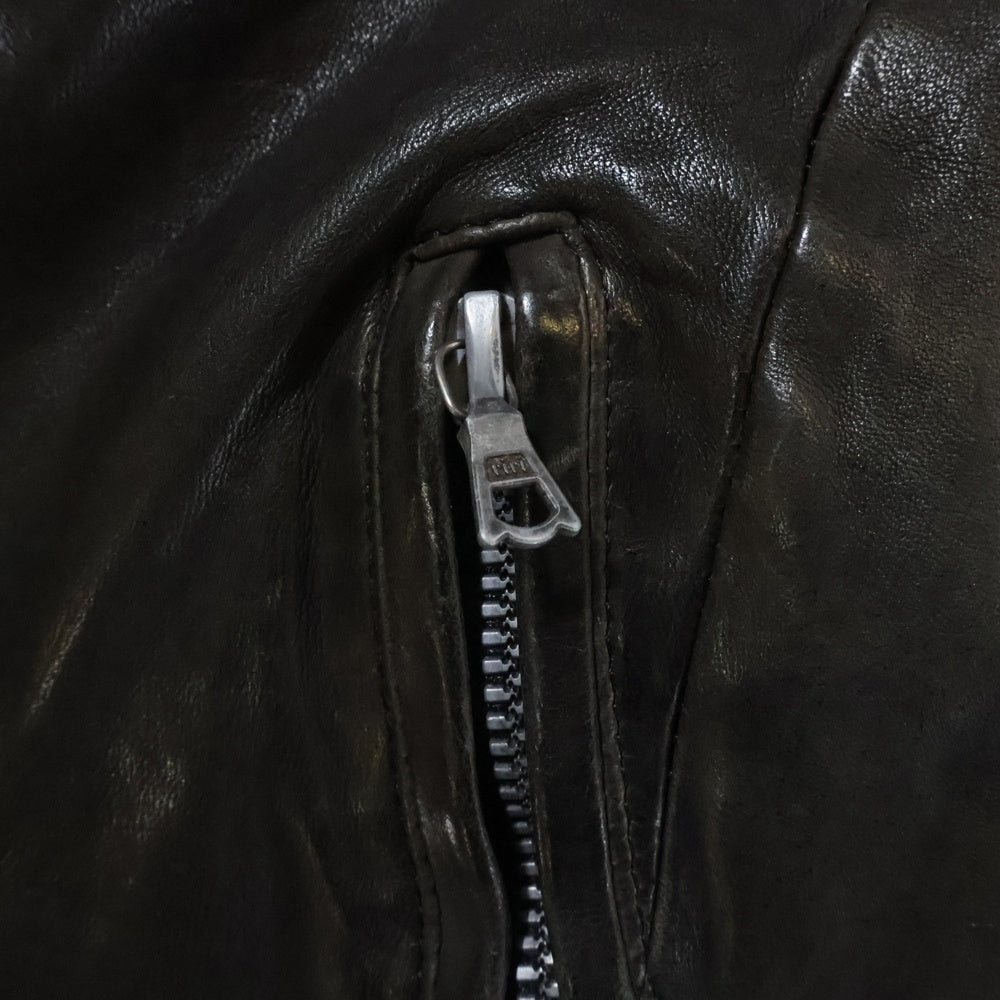 ISAMU KATAYAMA BACKLASH(イサムカタヤマバックラッシュ) ホースレザー ジップアップシングルレザージャケット ブラック