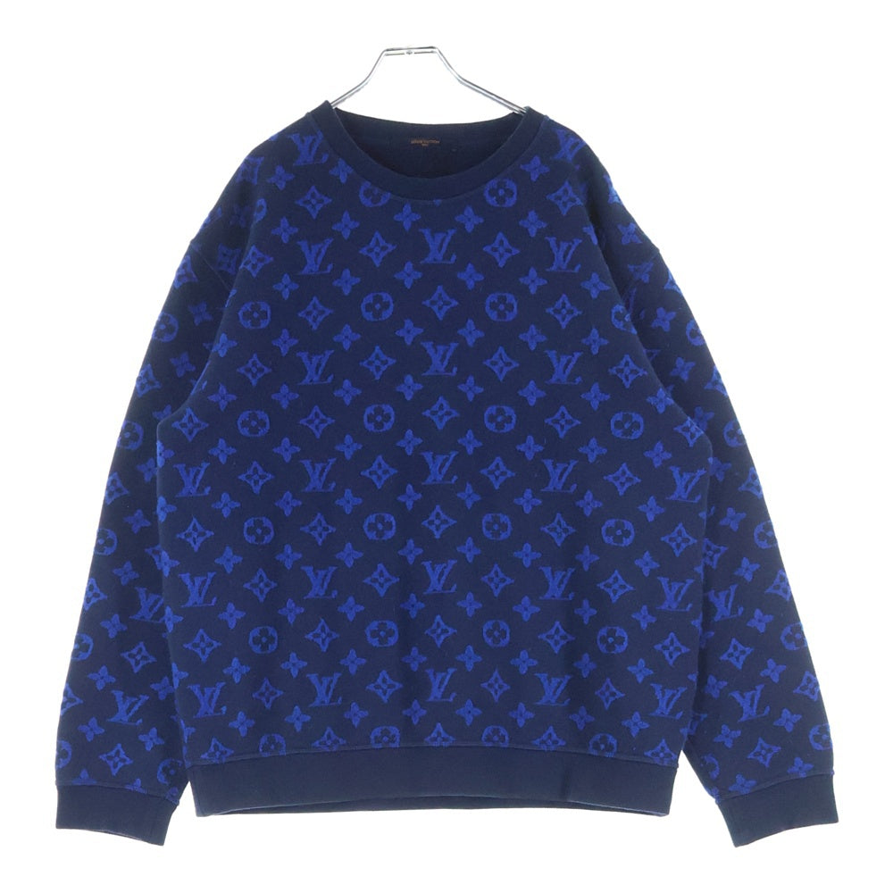 LOUIS VUITTON(ルイヴィトン) 19AW Full Monogram Jacquard Crewneck Knit Sweater フルモノグラムジャカードクルーネックニットセーター RM192M NPN HHY14W ブルー