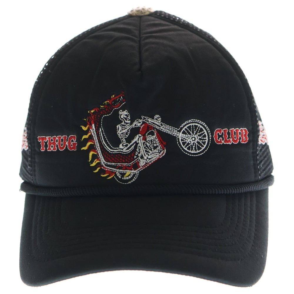 THUG CLUB(サグクラブ) Dragon Chopper Cap ドラゴンチョッパーキャップ ロゴ刺繡メッシュトラッカーキャップ 帽子 TC25AC3401 ブラック
