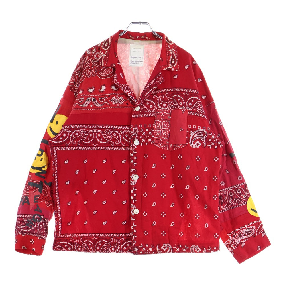 READY MADE(レディメイド) SLEEPING SHIRT スリーピングシャツ ペイズリー柄 長袖シャツ レッド RE-C0-RE-00-00-93