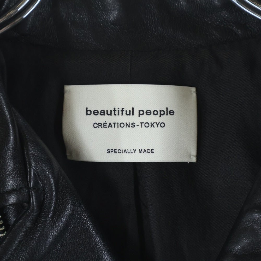 beautiful people(ビューティフルピープル) ラムレザー ダブルライダースジャケット ブラック レディース