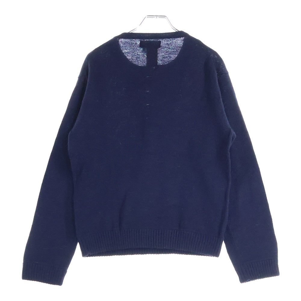 Yohji Yamamoto POUR HOMME(ヨウジヤマモト プールオム) Henley Neck Knit Sweater ヘンリーネックニットセーター 長袖ウールニットセーター ネイビー