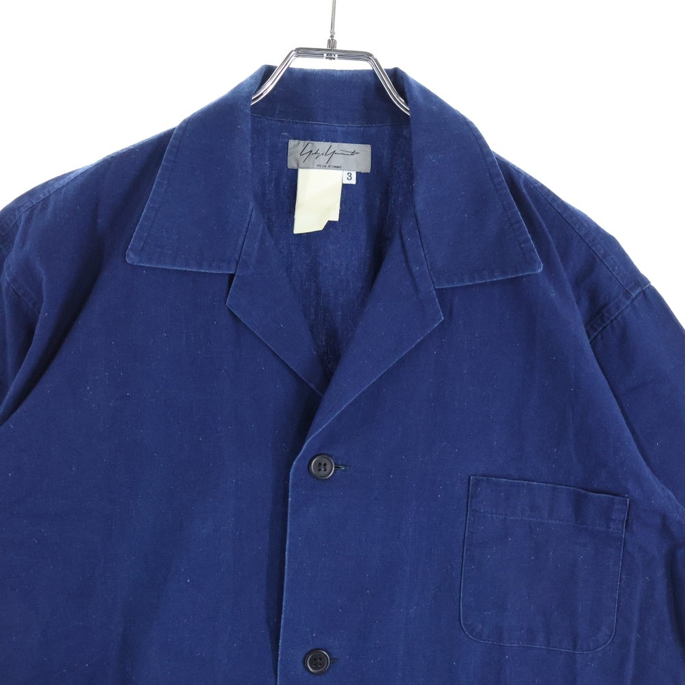 Yohji Yamamoto POUR HOMME(ヨウジヤマモト プールオム) Short Sleeve Open Collar Shirt ショートスリーブオープンカラーシャツ ボタンダウン半袖シャツ インディゴ