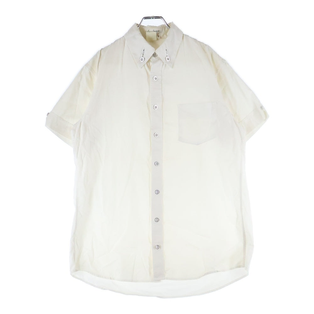 Yohji Yamamoto POUR HOMME(ヨウジヤマモト プールオム) Zip Detail Collar Short Sleeve Shirt ジップディテールカラーショートスリーブシャツ 襟ジップ半袖開襟シャツ ホワイト